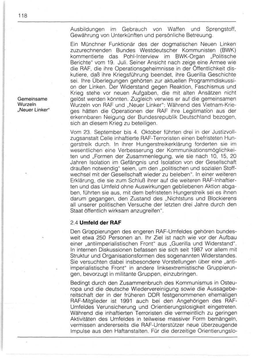 Seite 120 des Verfassungsschutzbericht 1991 Bayern