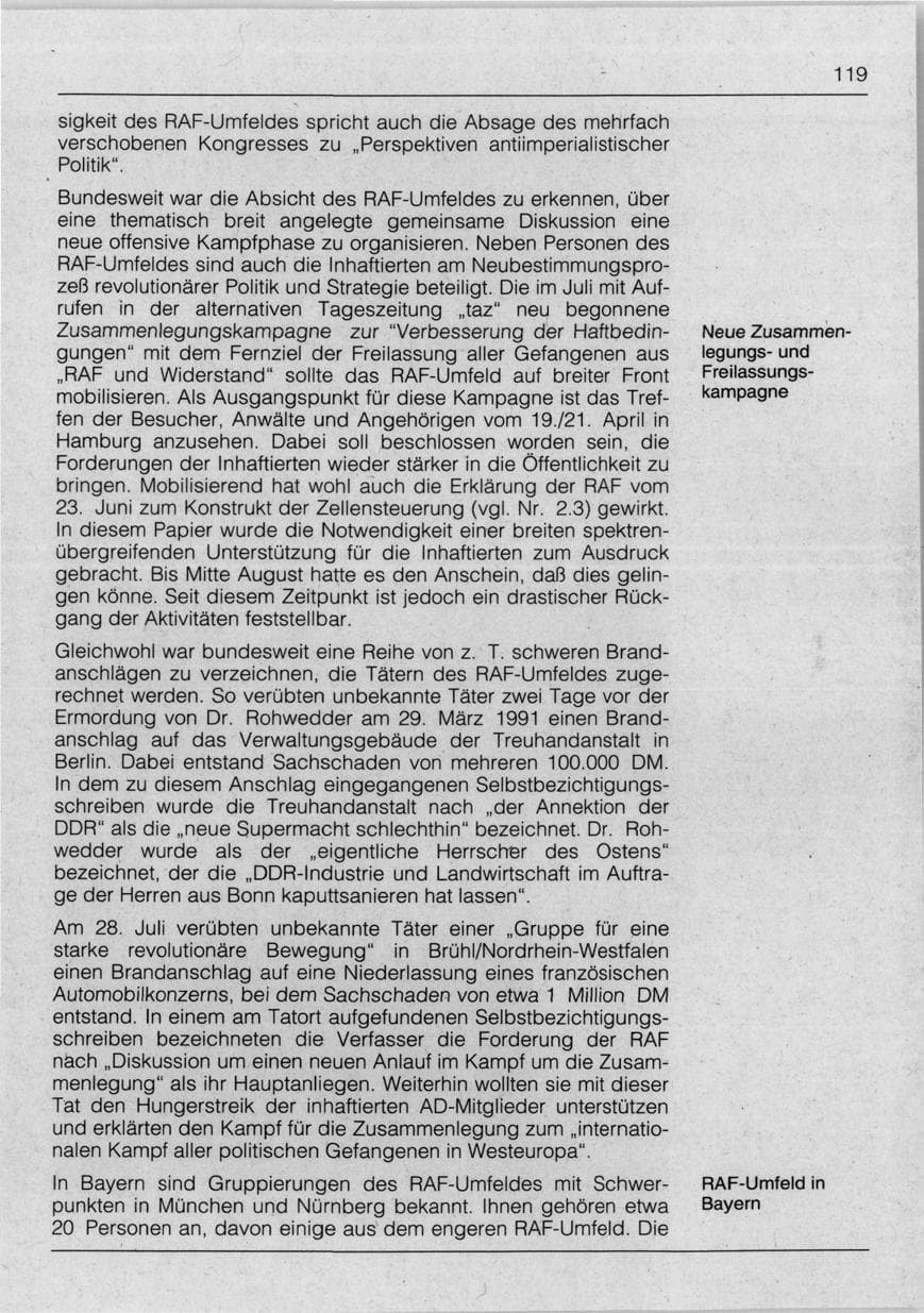Seite 121 des Verfassungsschutzbericht 1991 Bayern