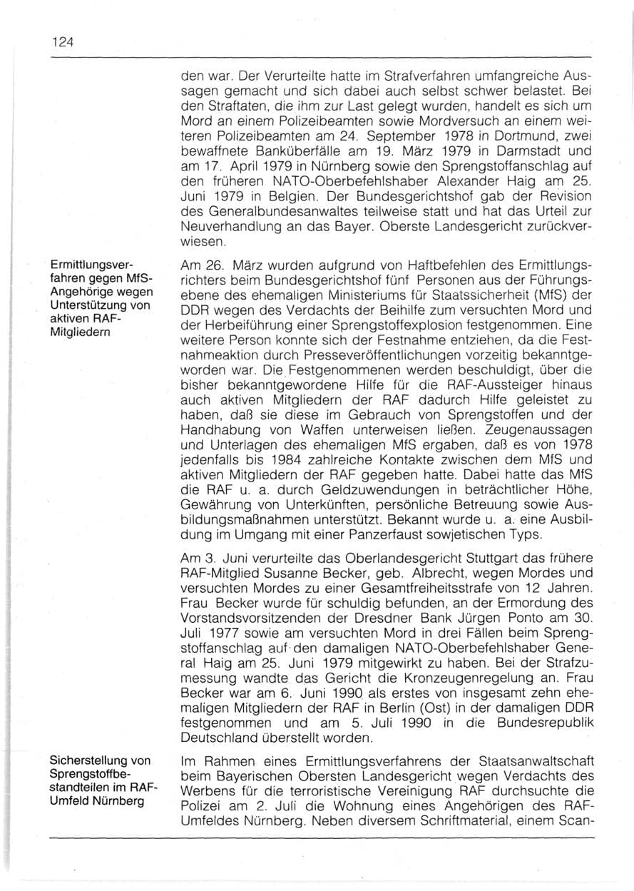 Seite 126 des Verfassungsschutzbericht 1991 Bayern