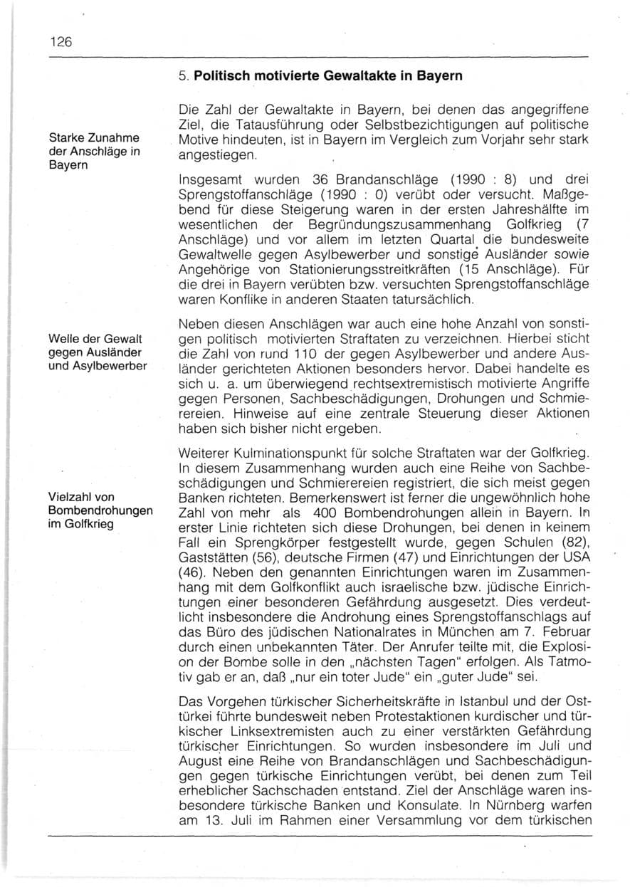 Seite 128 des Verfassungsschutzbericht 1991 Bayern