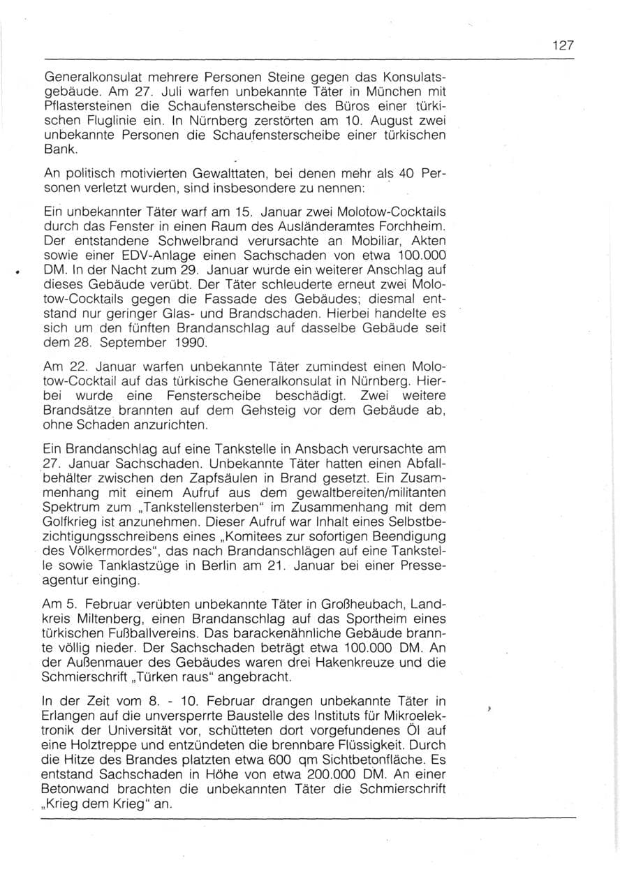 Seite 129 des Verfassungsschutzbericht 1991 Bayern