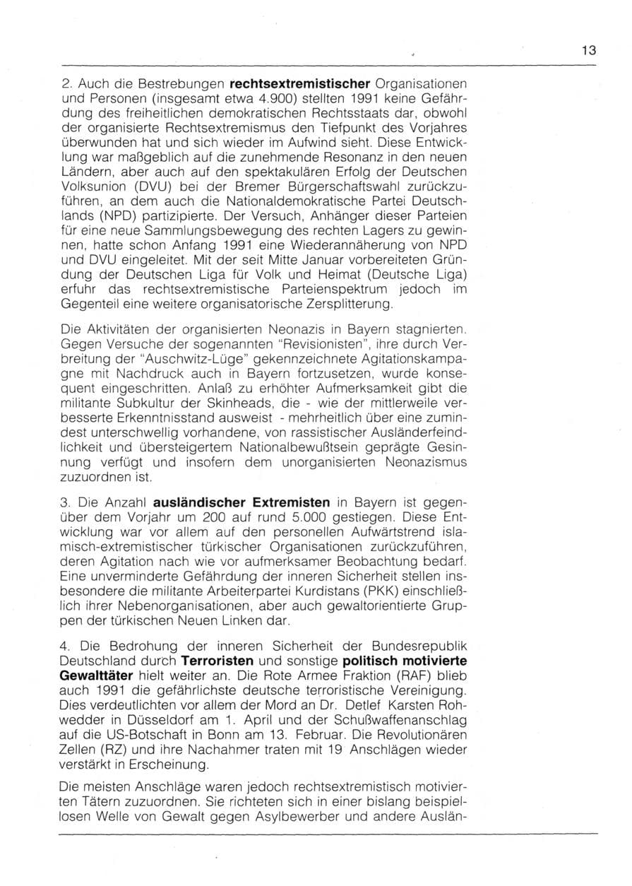 Seite 15 des Verfassungsschutzbericht 1991 Bayern