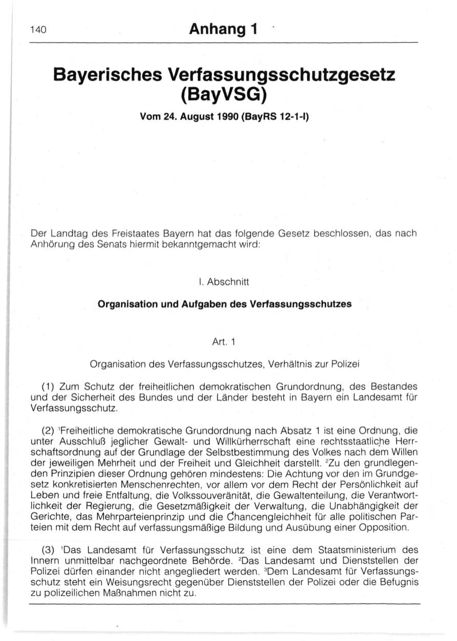 Seite 142 des Verfassungsschutzbericht 1991 Bayern