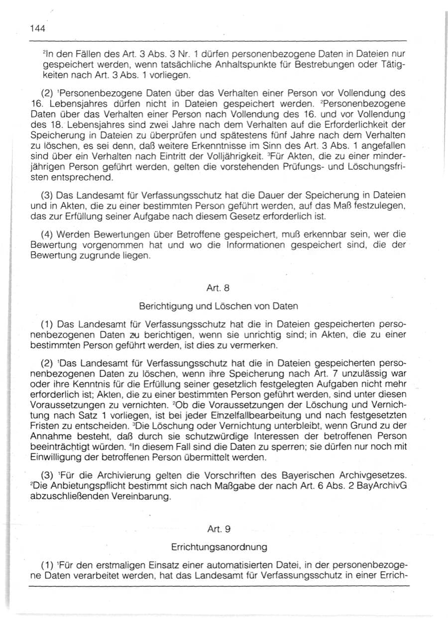 Seite 146 des Verfassungsschutzbericht 1991 Bayern