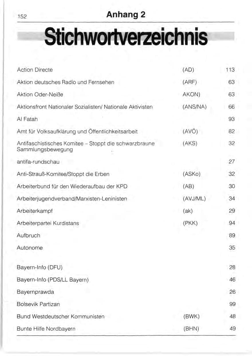 Seite 154 des Verfassungsschutzbericht 1991 Bayern