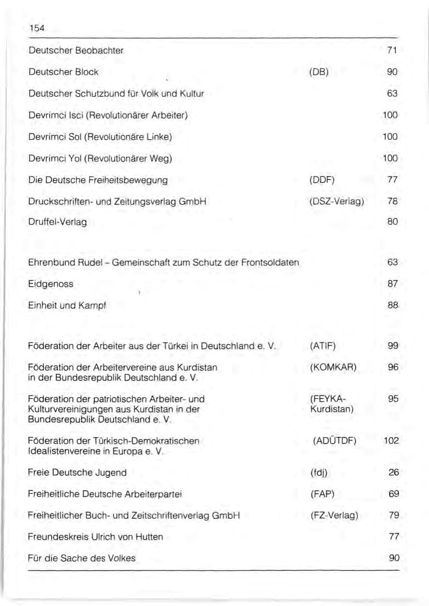 Seite 156 des Verfassungsschutzbericht 1991 Bayern