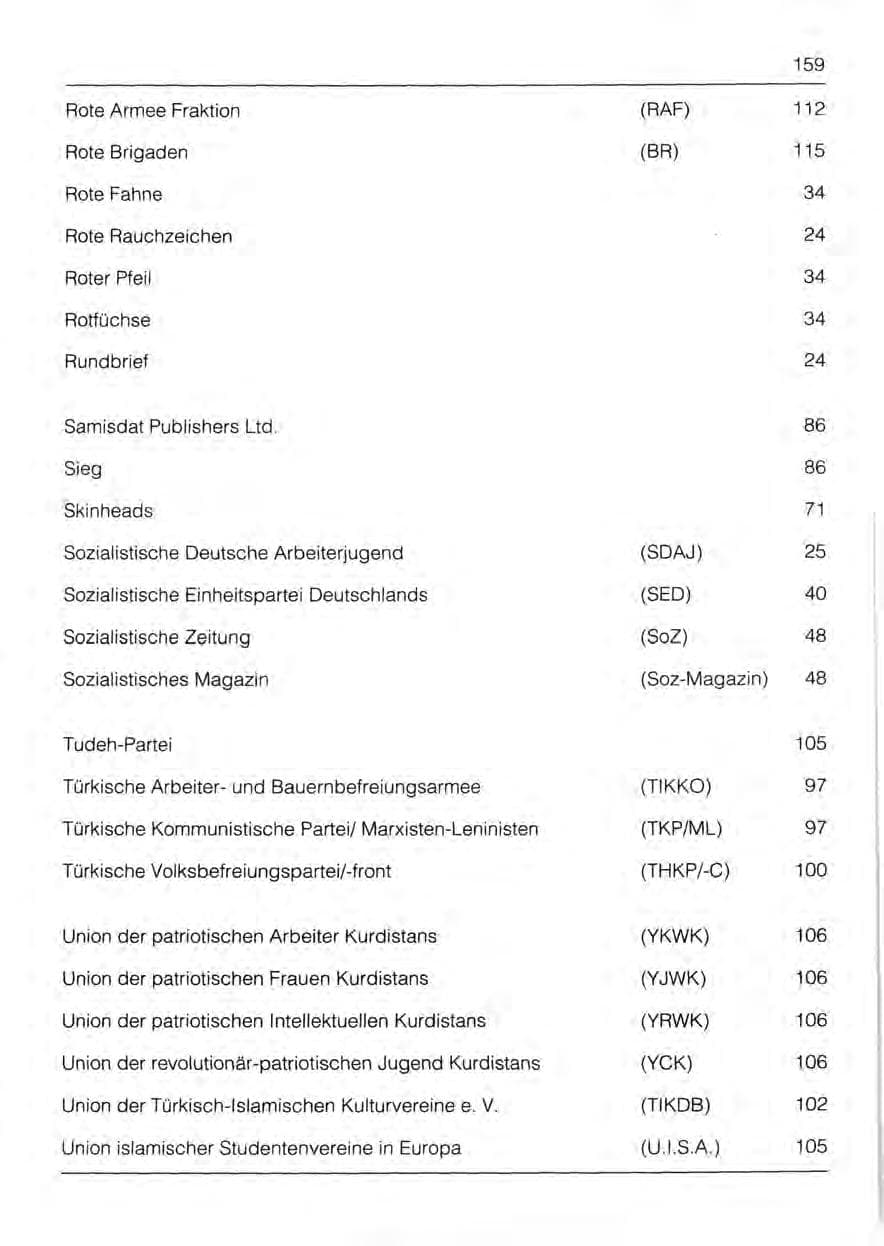 Seite 161 des Verfassungsschutzbericht 1991 Bayern