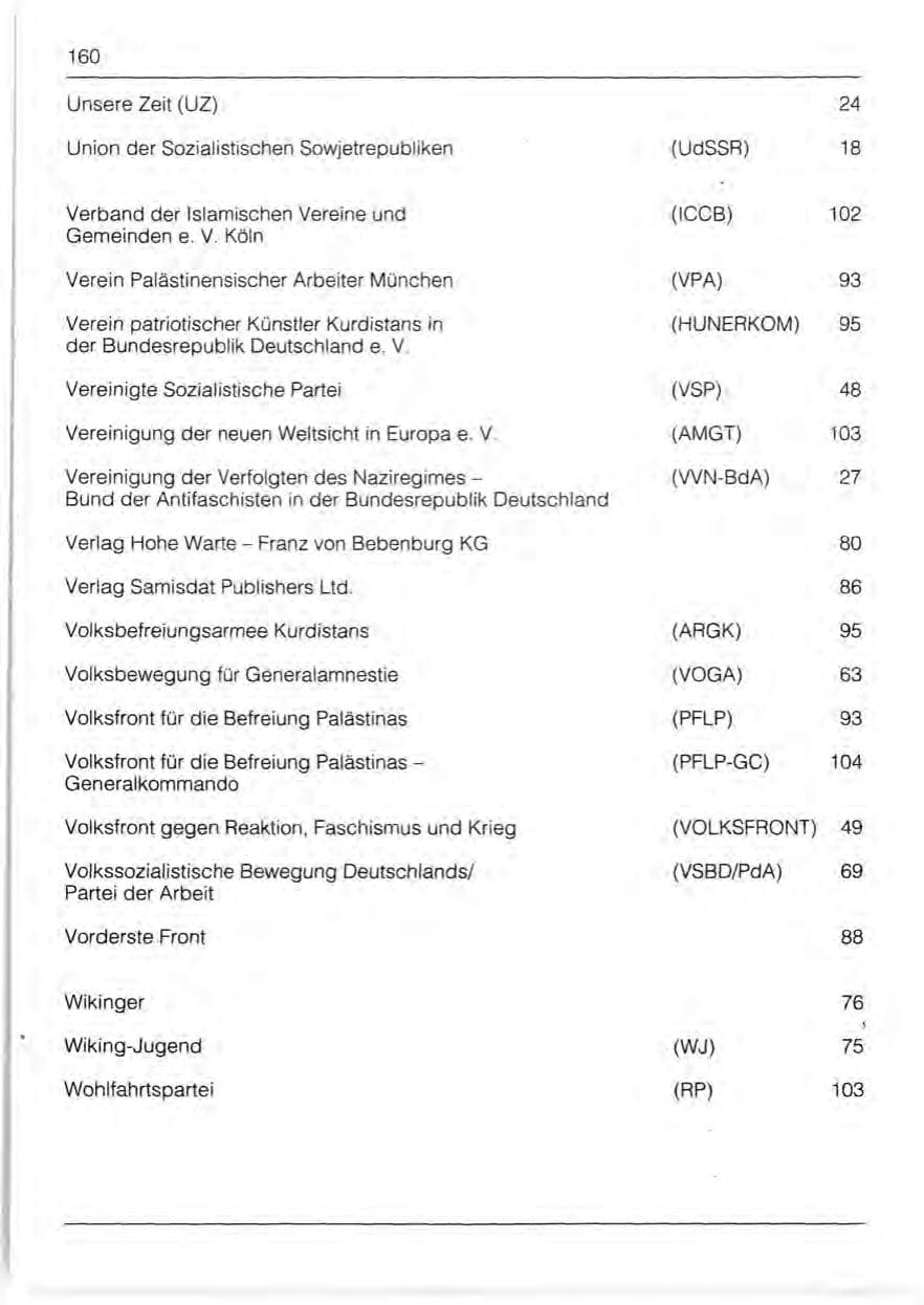 Seite 162 des Verfassungsschutzbericht 1991 Bayern