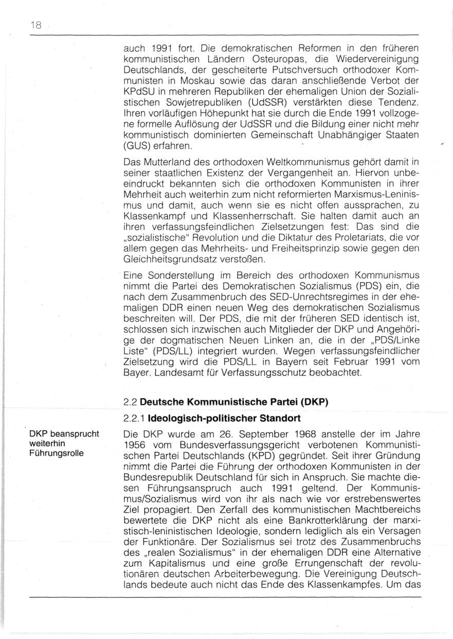 Seite 20 des Verfassungsschutzbericht 1991 Bayern