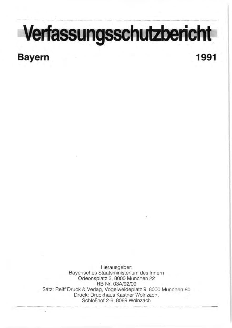 Seite 3 des Verfassungsschutzbericht 1991 Bayern