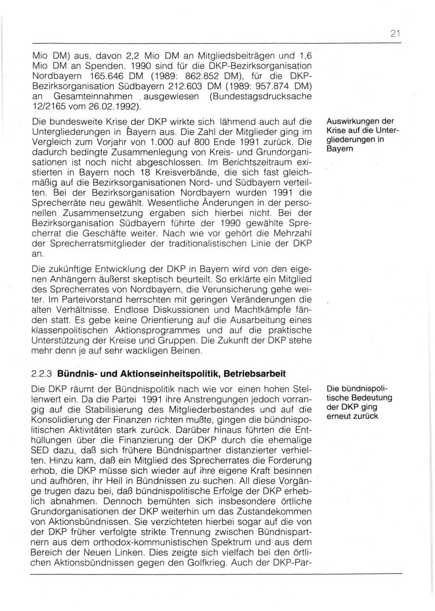 Seite 23 des Verfassungsschutzbericht 1991 Bayern