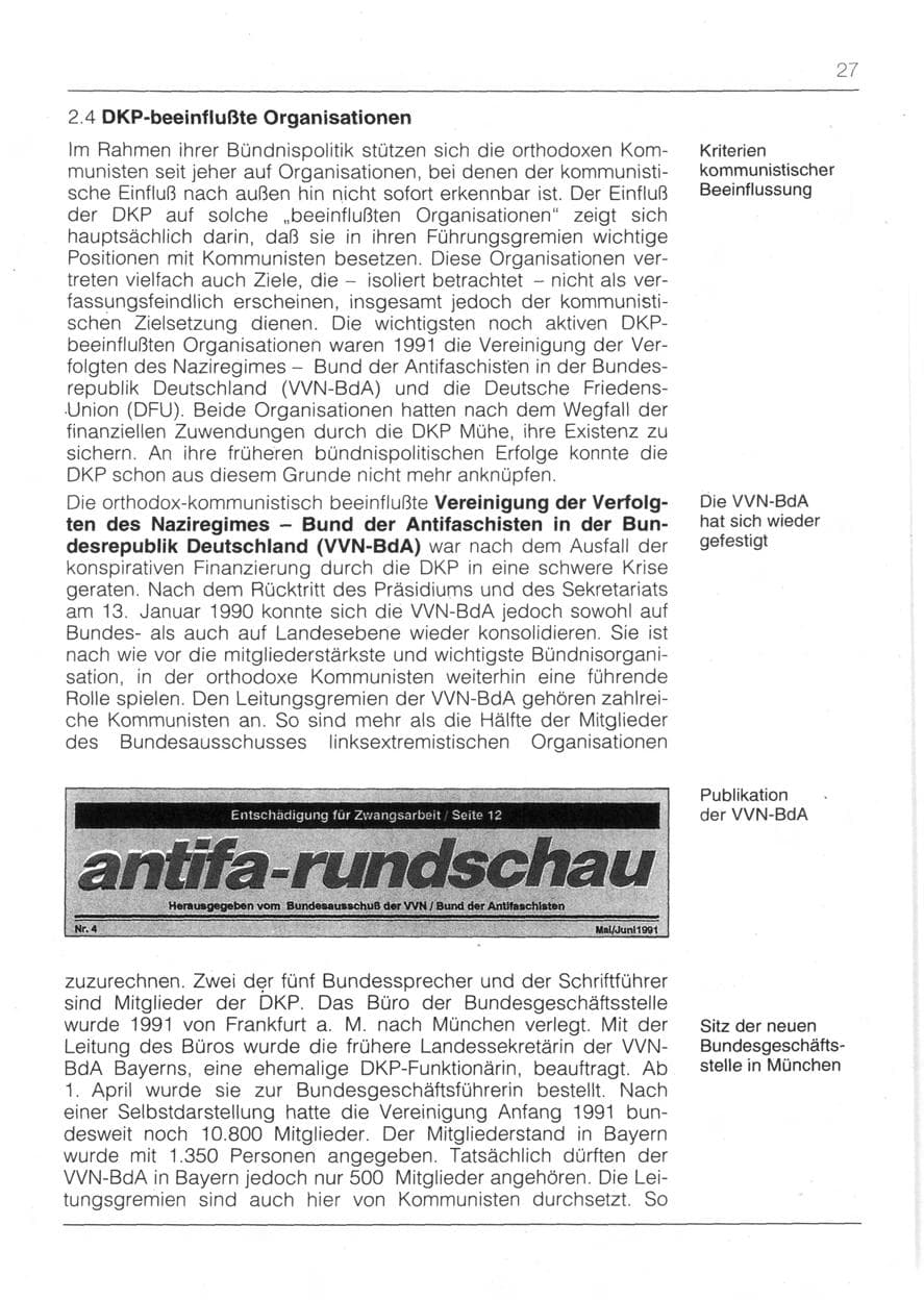 Seite 29 des Verfassungsschutzbericht 1991 Bayern