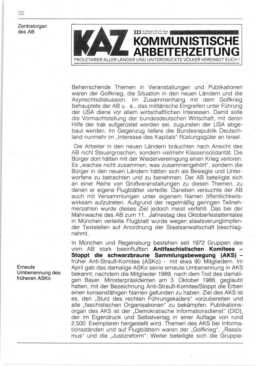 Seite 34 des Verfassungsschutzbericht 1991 Bayern