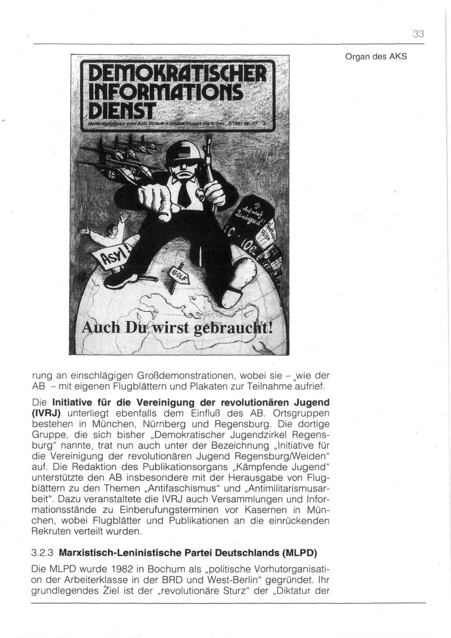 Seite 35 des Verfassungsschutzbericht 1991 Bayern