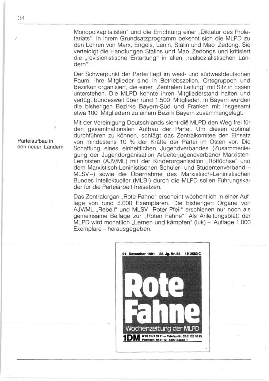 Seite 36 des Verfassungsschutzbericht 1991 Bayern