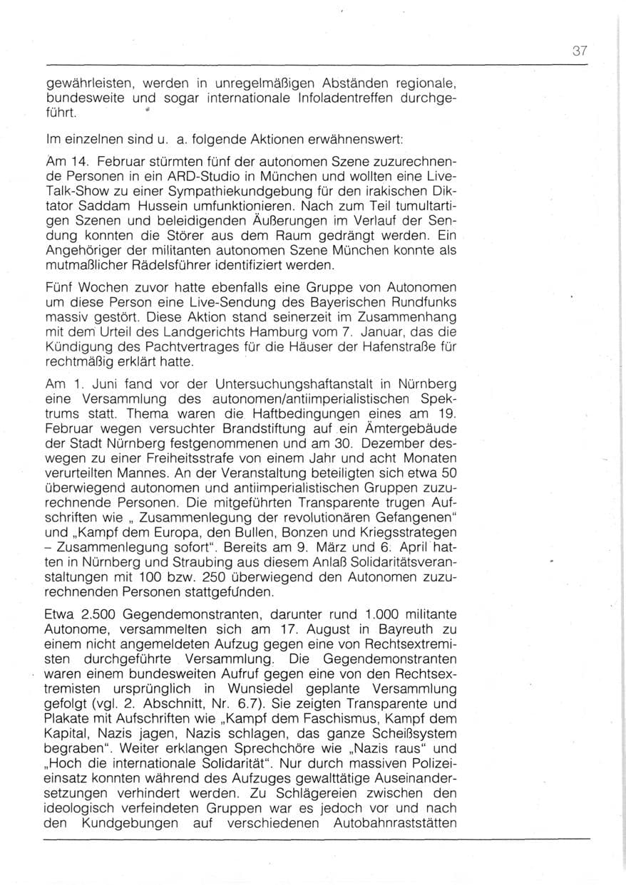 Seite 39 des Verfassungsschutzbericht 1991 Bayern