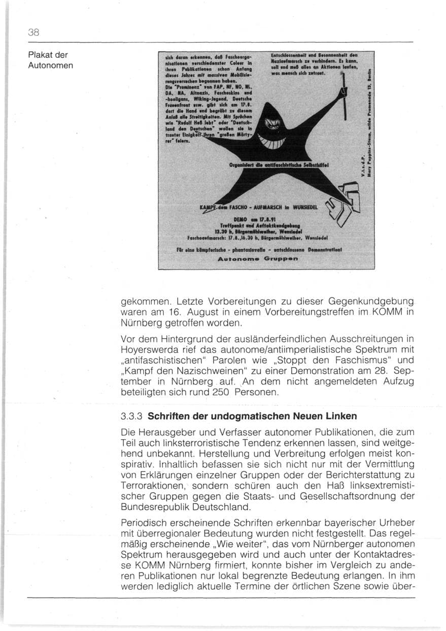 Seite 40 des Verfassungsschutzbericht 1991 Bayern