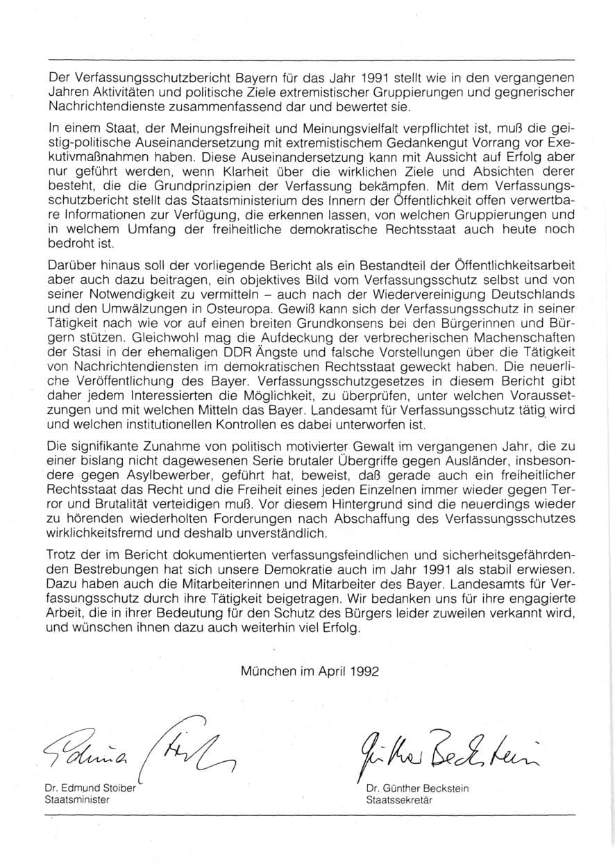 Seite 5 des Verfassungsschutzbericht 1991 Bayern