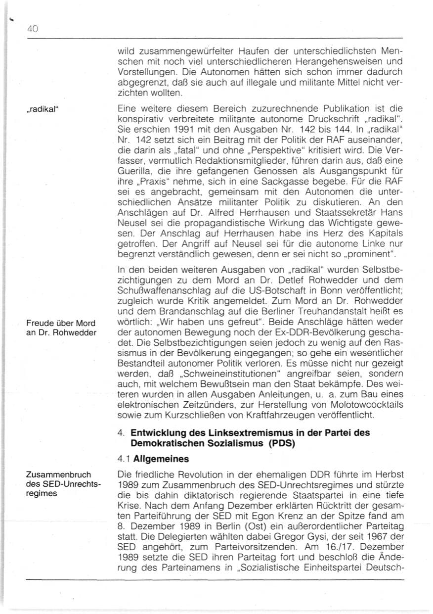 Seite 42 des Verfassungsschutzbericht 1991 Bayern