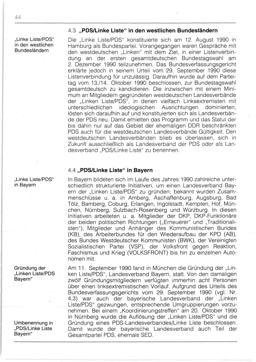 Seite 46 des Verfassungsschutzbericht 1991 Bayern