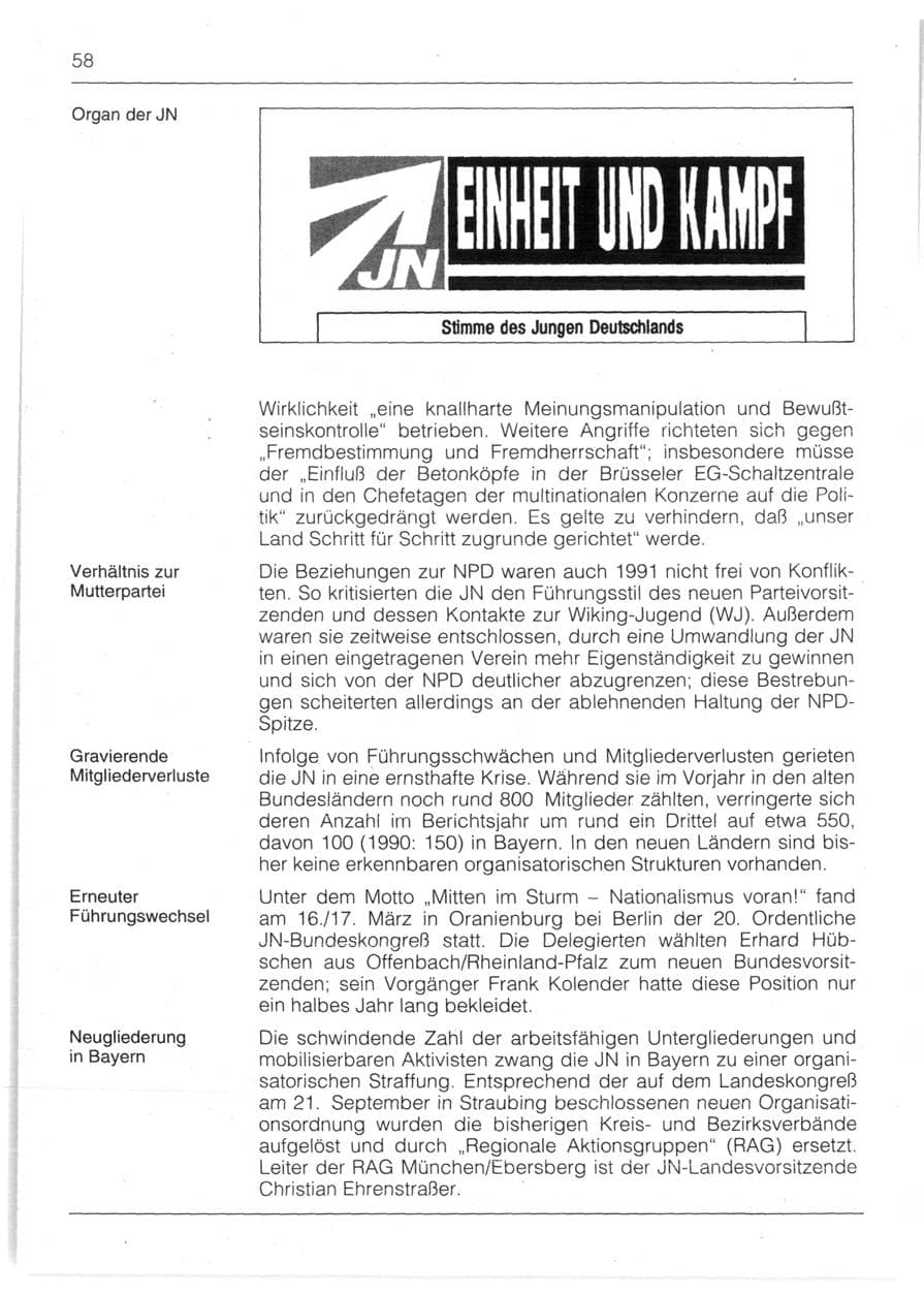 Seite 60 des Verfassungsschutzbericht 1991 Bayern