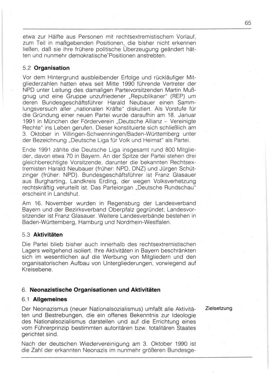 Seite 67 des Verfassungsschutzbericht 1991 Bayern