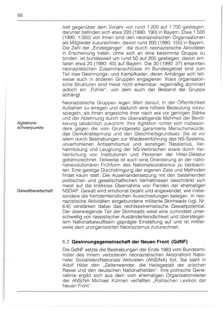 Seite 68 des Verfassungsschutzbericht 1991 Bayern