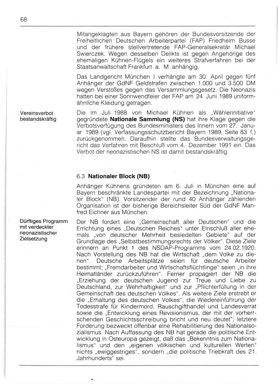 Seite 70 des Verfassungsschutzbericht 1991 Bayern