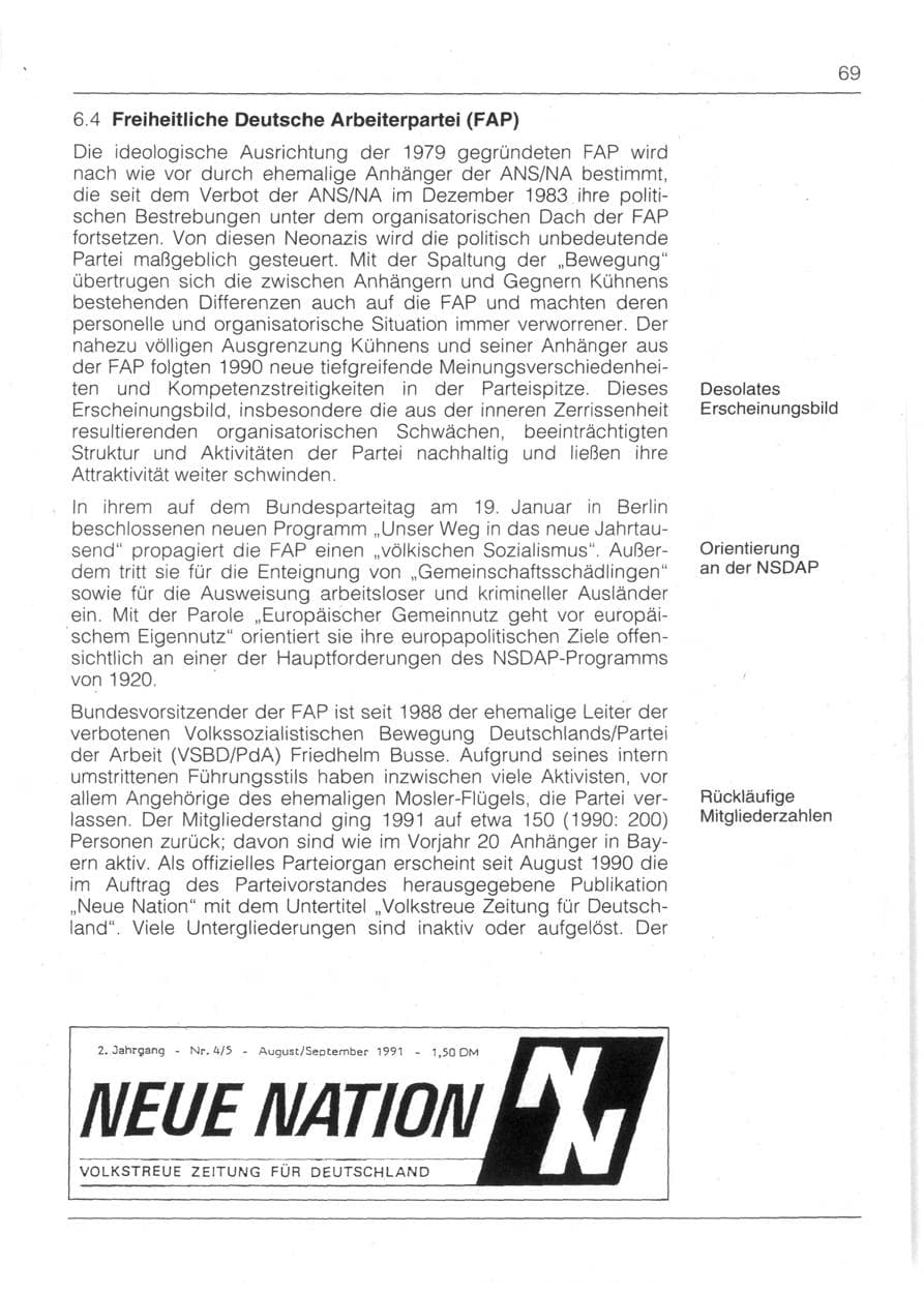 Seite 71 des Verfassungsschutzbericht 1991 Bayern