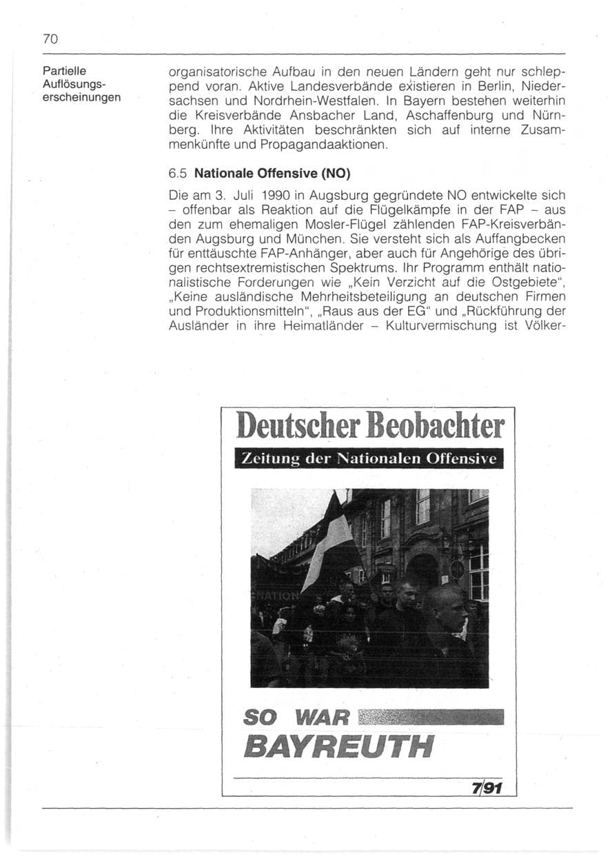 Seite 72 des Verfassungsschutzbericht 1991 Bayern
