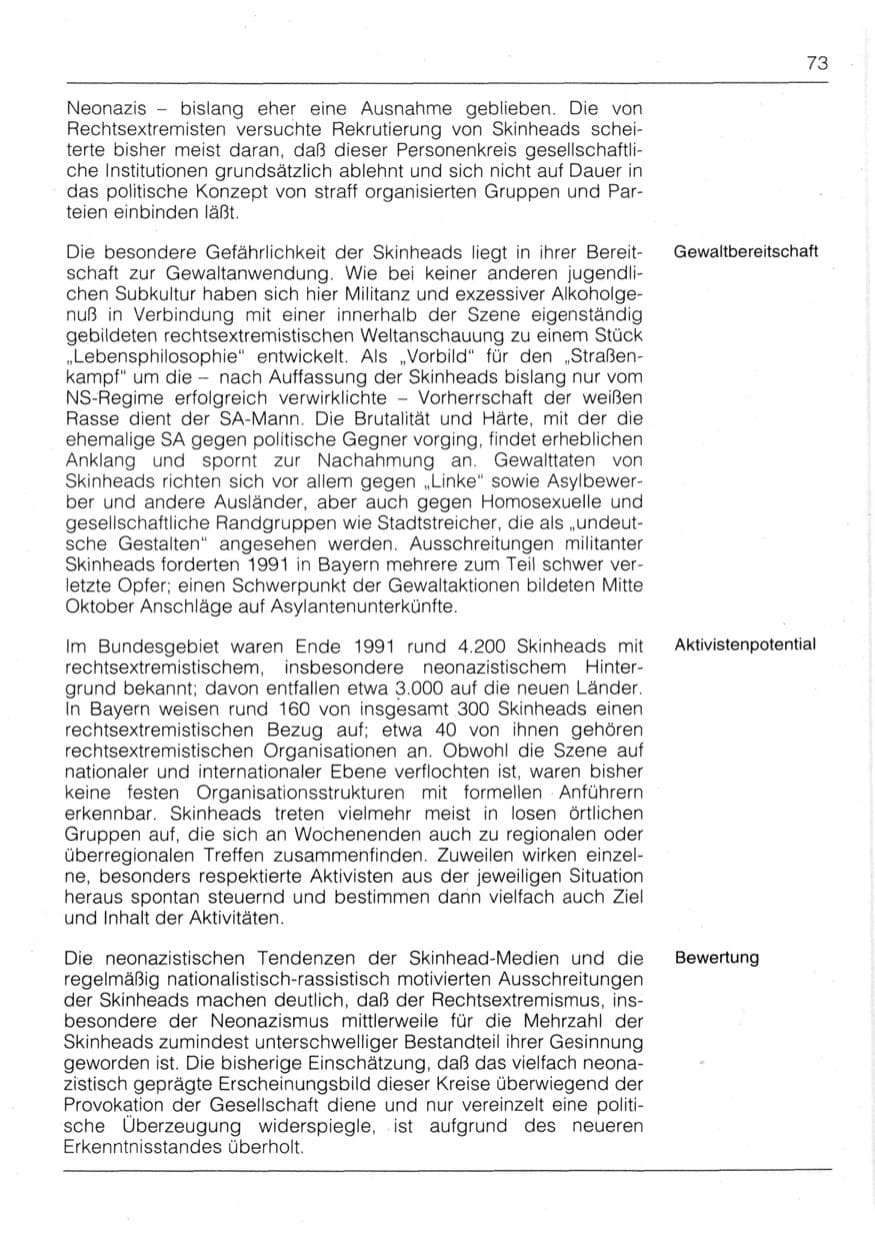 Seite 75 des Verfassungsschutzbericht 1991 Bayern