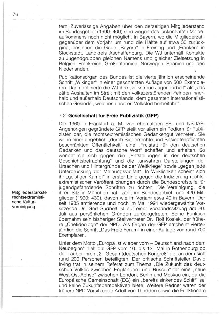 Seite 78 des Verfassungsschutzbericht 1991 Bayern