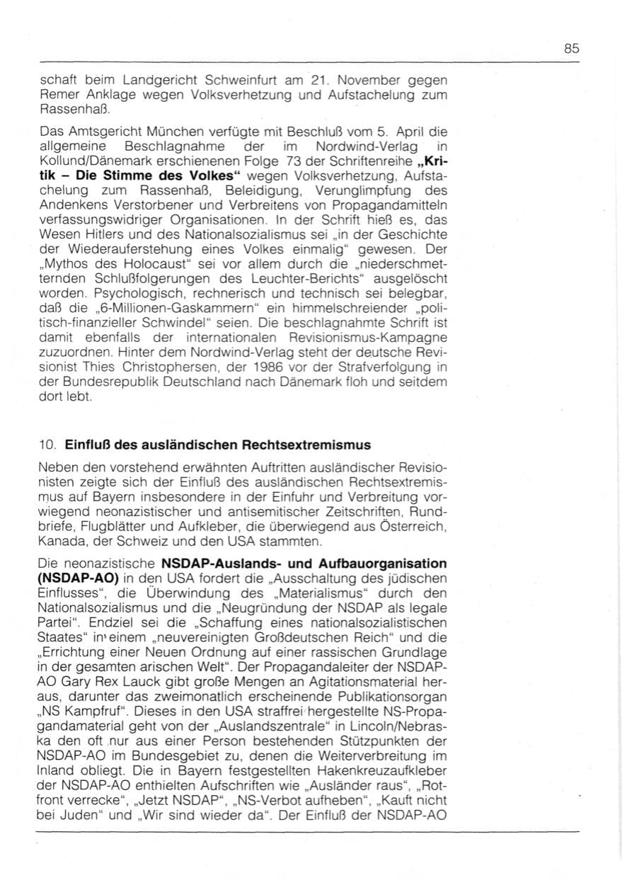 Seite 87 des Verfassungsschutzbericht 1991 Bayern
