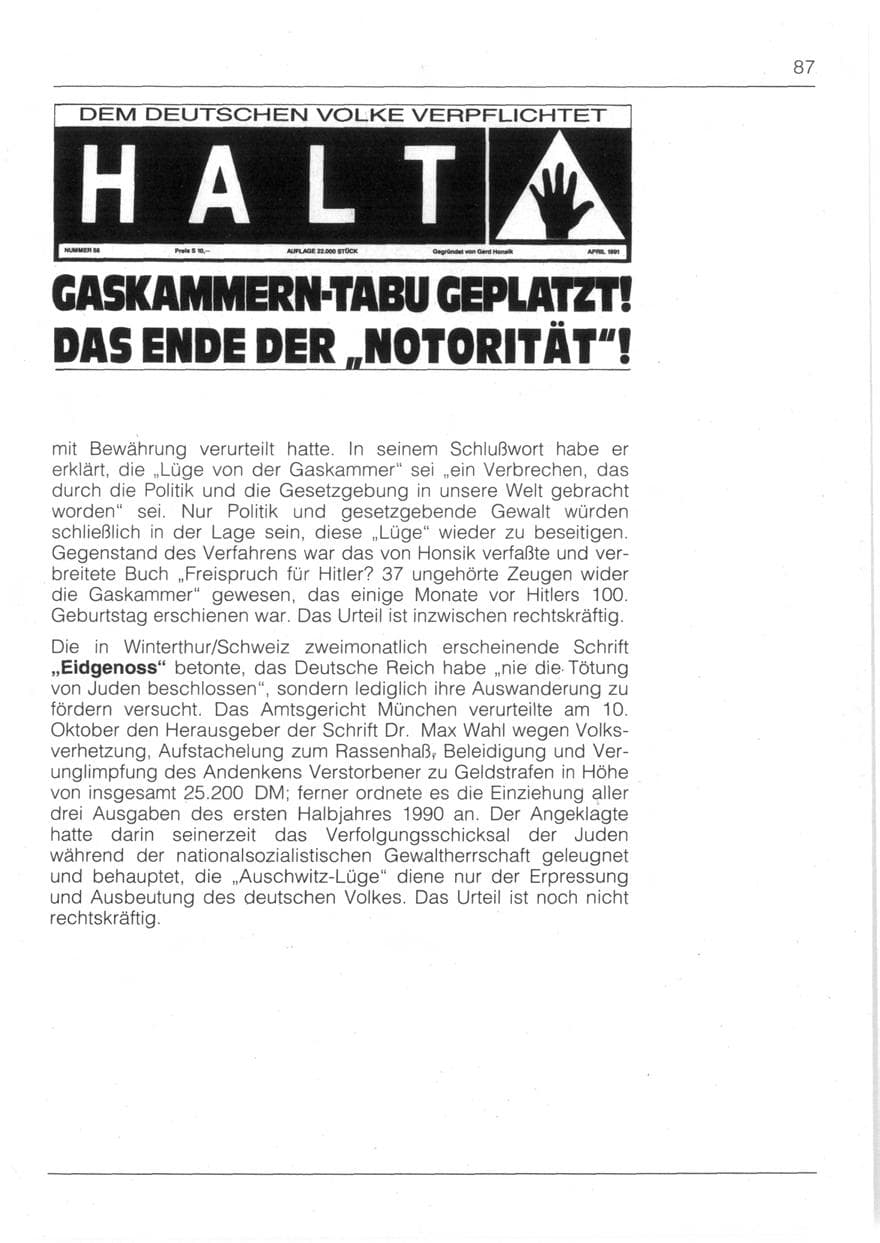 Seite 89 des Verfassungsschutzbericht 1991 Bayern