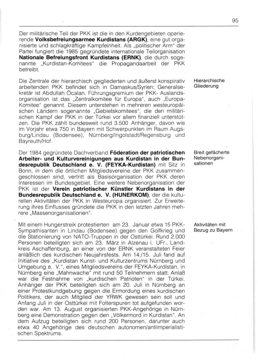 Seite 97 des Verfassungsschutzbericht 1991 Bayern