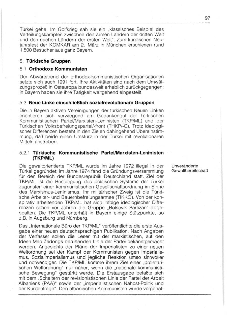 Seite 99 des Verfassungsschutzbericht 1991 Bayern