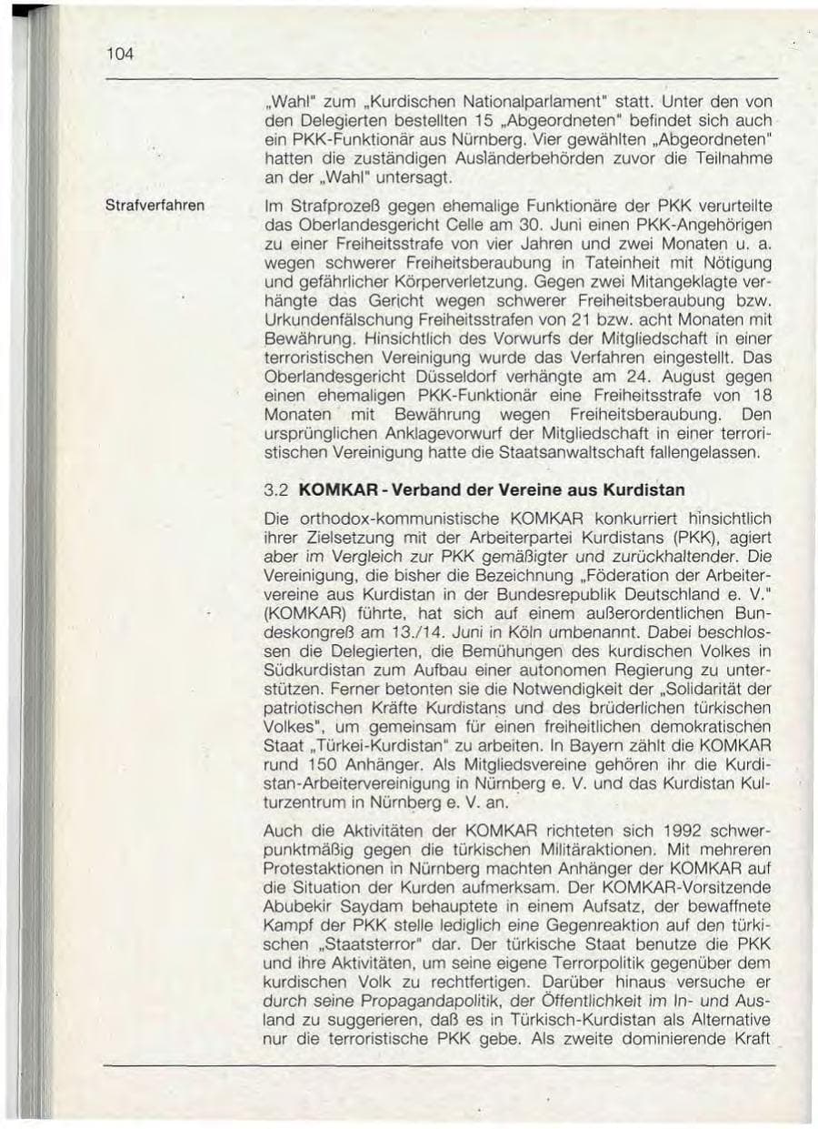 Seite 104 des Verfassungsschutzbericht 1992 Bayern