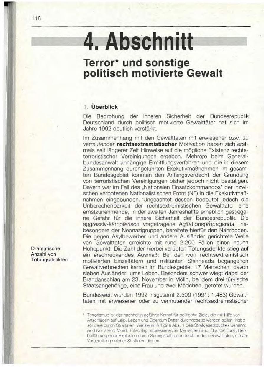Seite 118 des Verfassungsschutzbericht 1992 Bayern