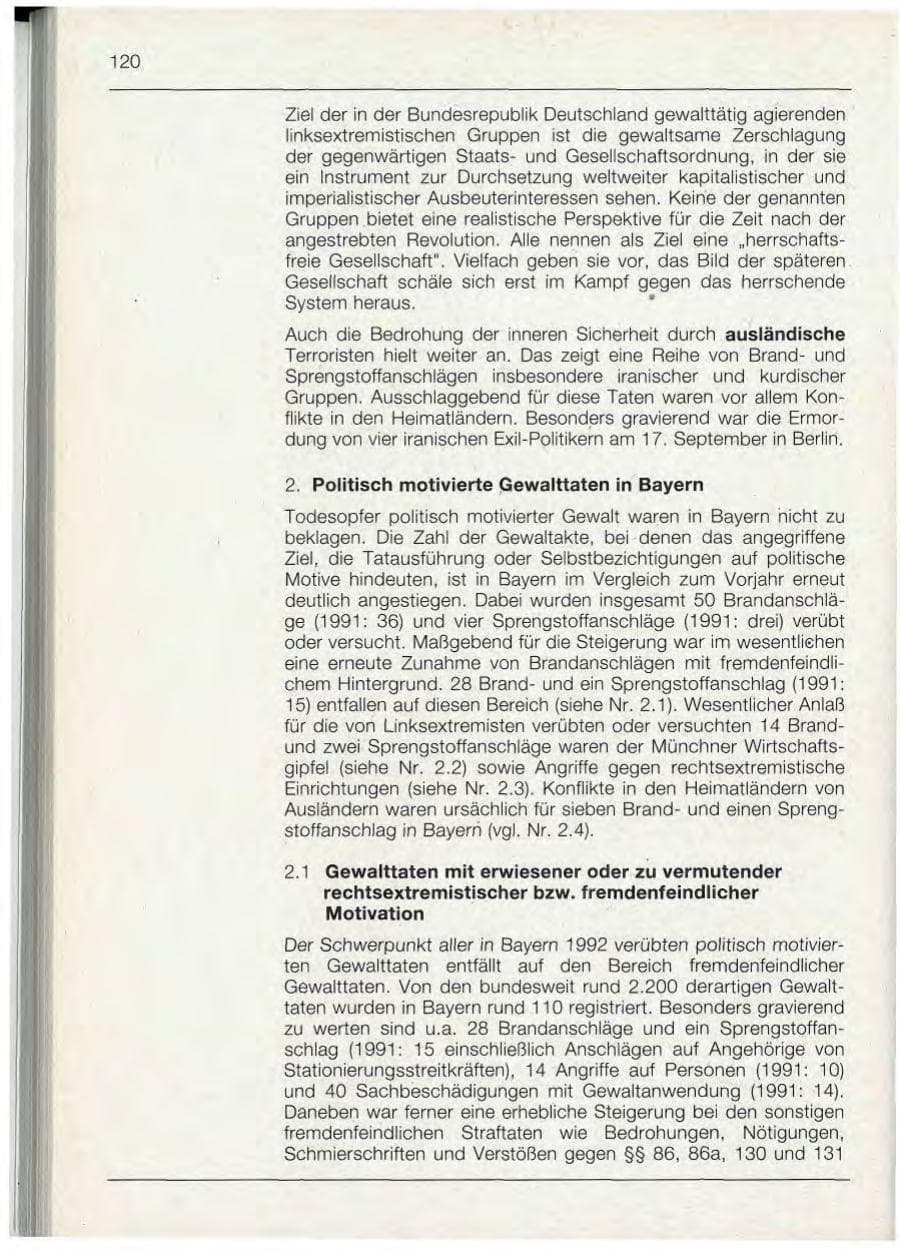 Seite 120 des Verfassungsschutzbericht 1992 Bayern