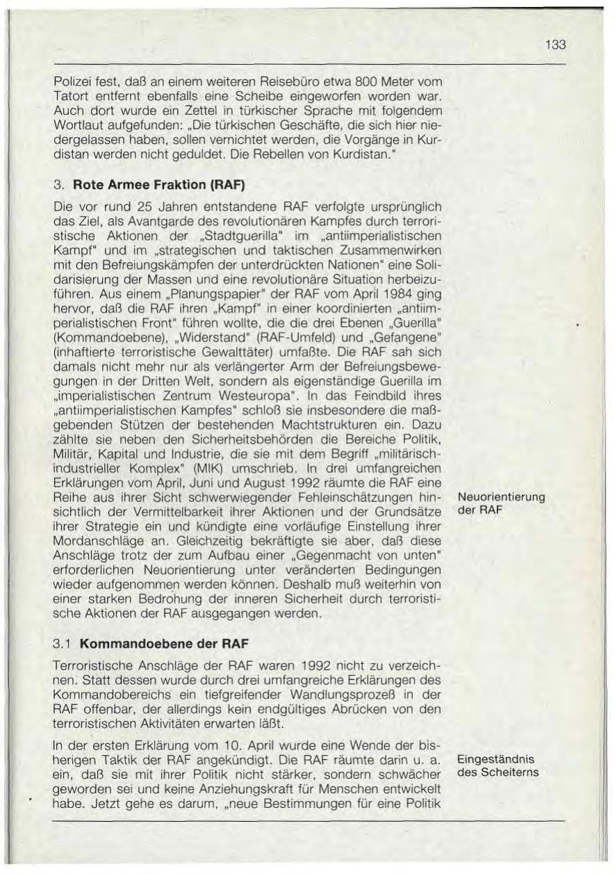 Seite 133 des Verfassungsschutzbericht 1992 Bayern