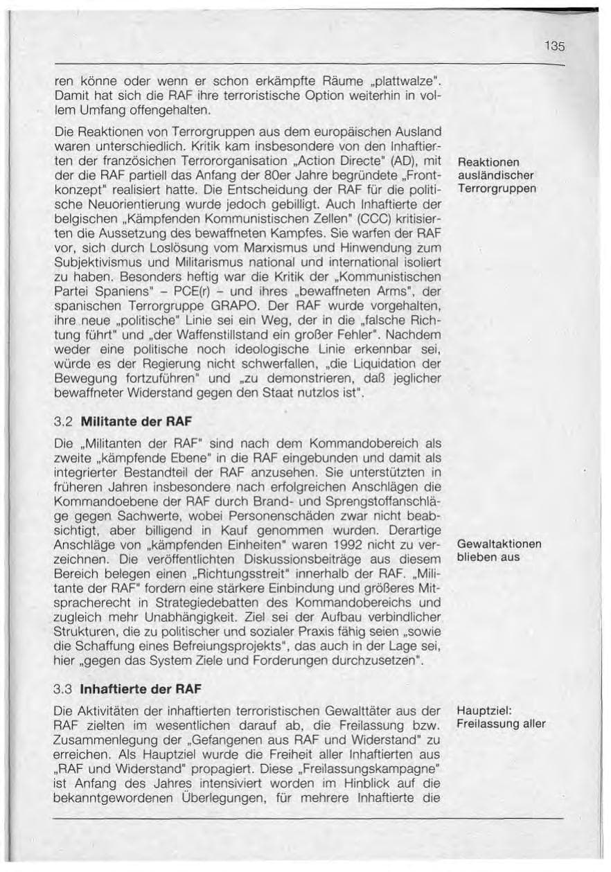 Seite 135 des Verfassungsschutzbericht 1992 Bayern