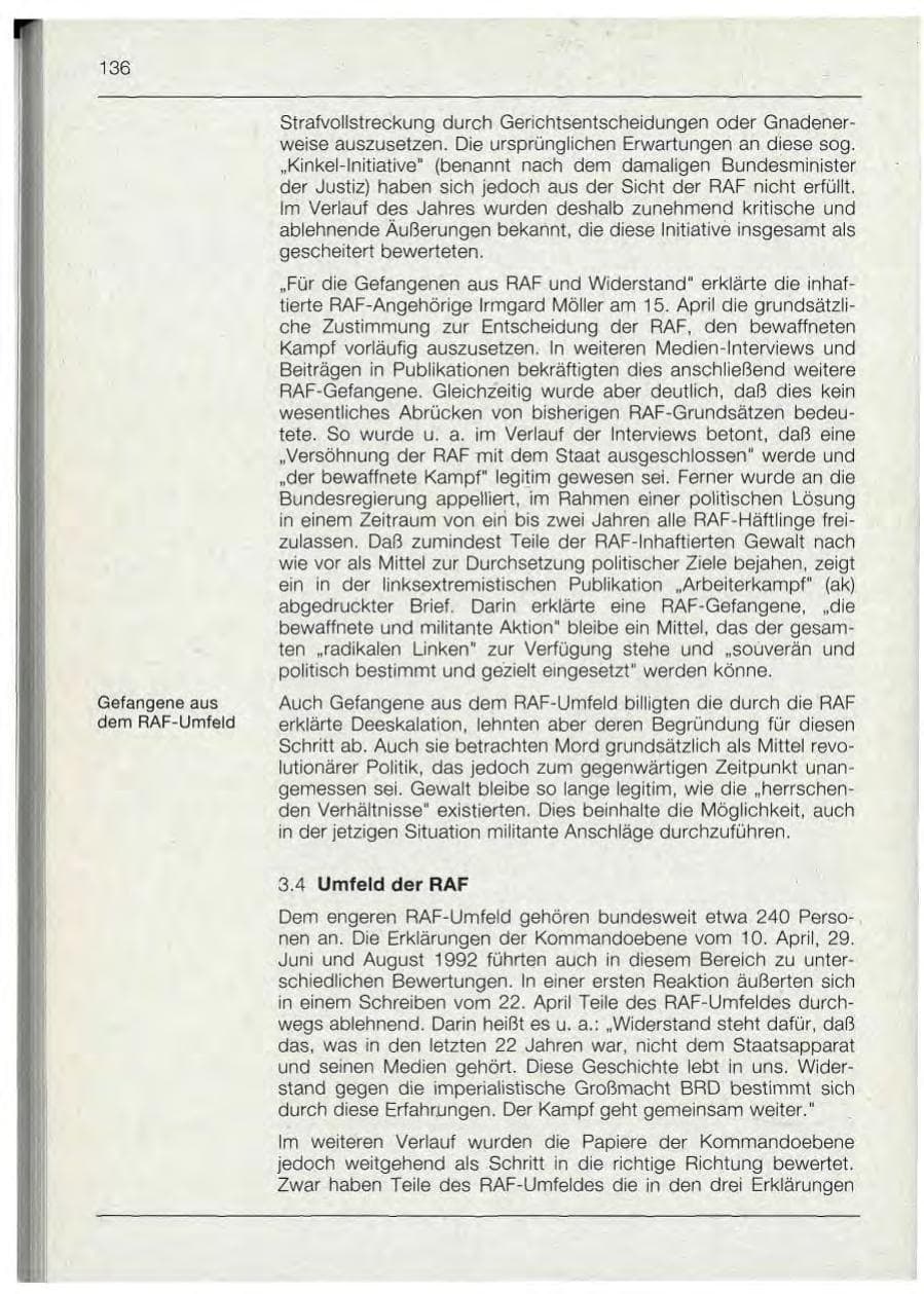 Seite 136 des Verfassungsschutzbericht 1992 Bayern
