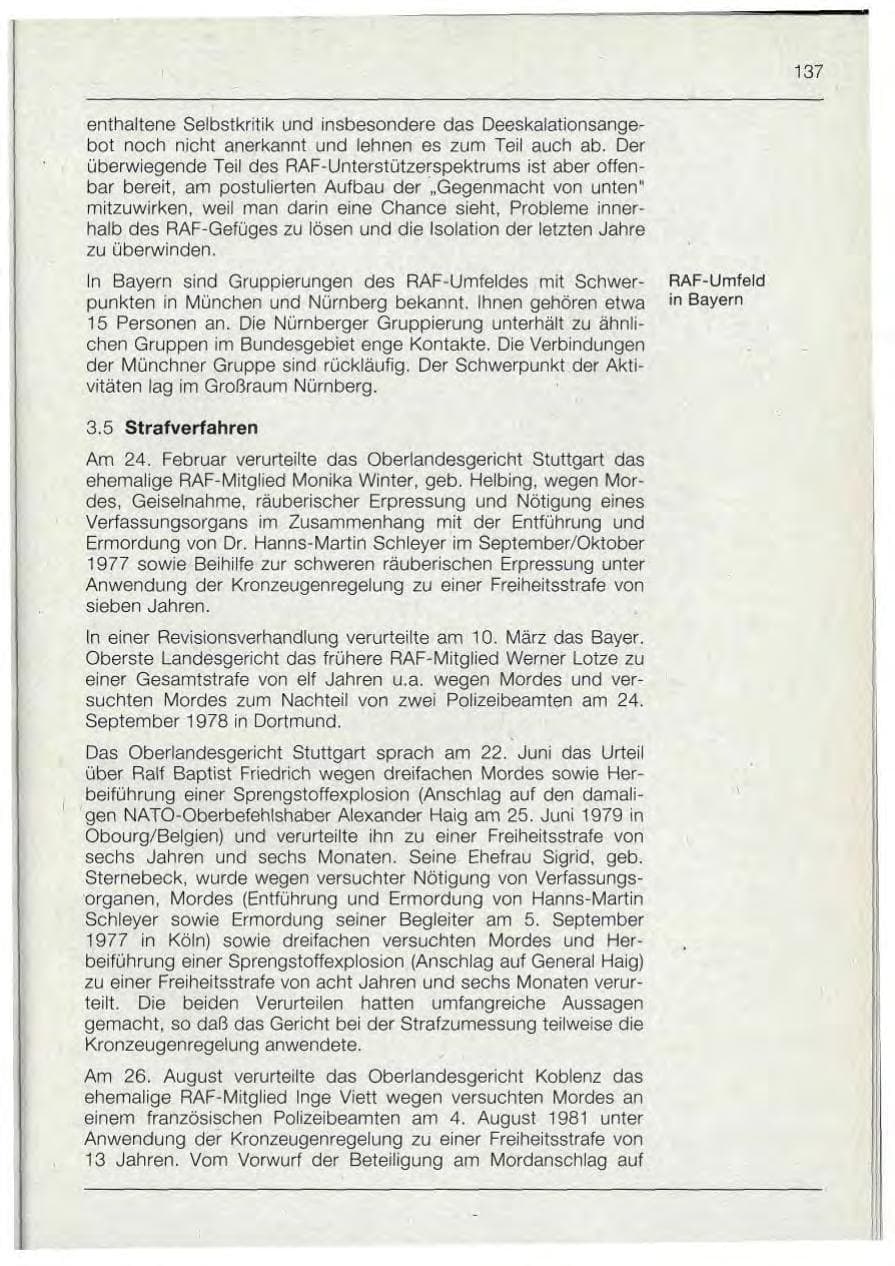 Seite 137 des Verfassungsschutzbericht 1992 Bayern
