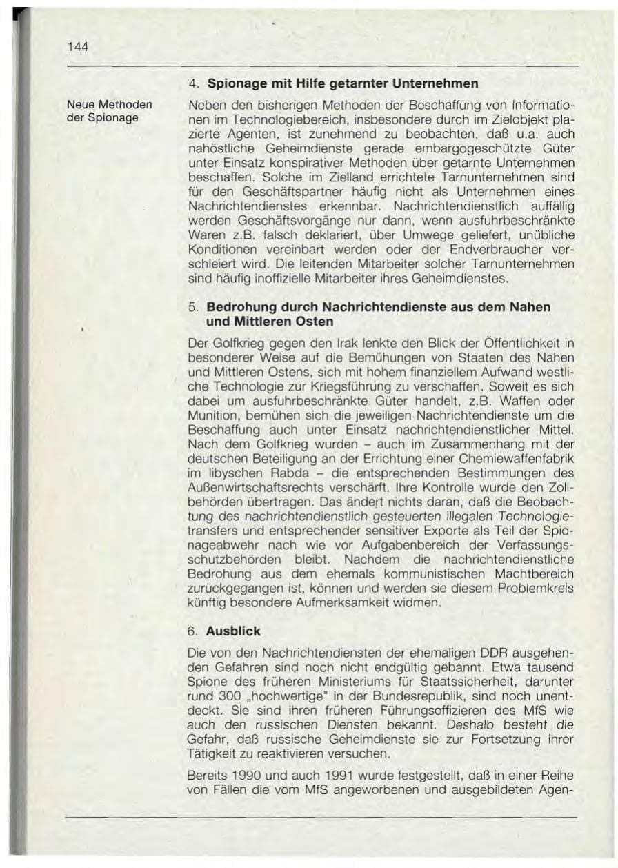 Seite 144 des Verfassungsschutzbericht 1992 Bayern