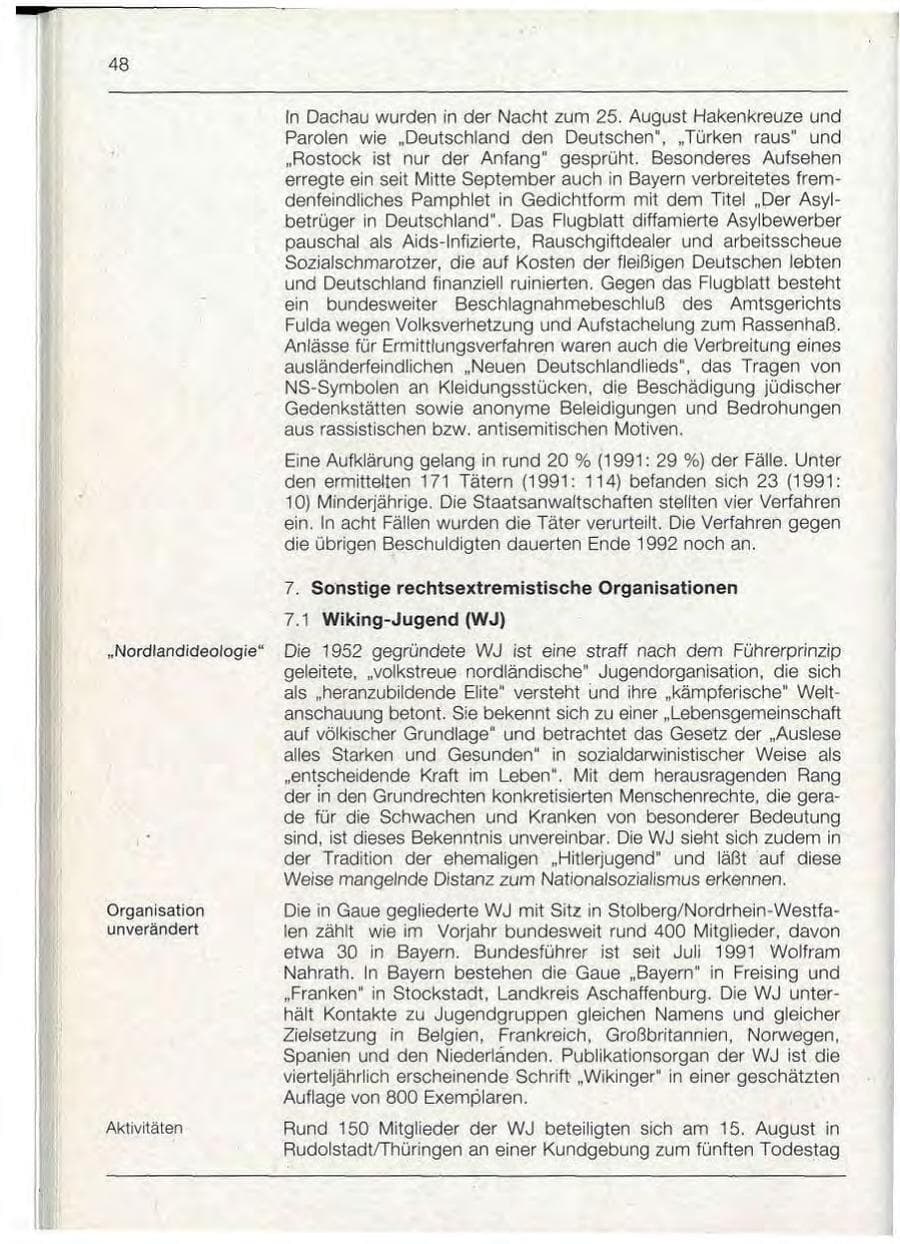 Seite 48 des Verfassungsschutzbericht 1992 Bayern