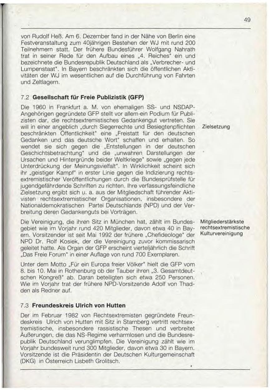 Seite 49 des Verfassungsschutzbericht 1992 Bayern