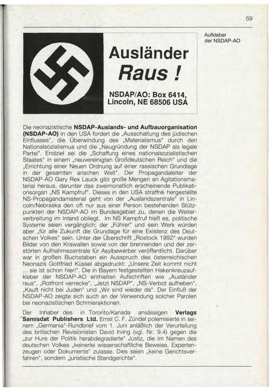 Seite 59 des Verfassungsschutzbericht 1992 Bayern