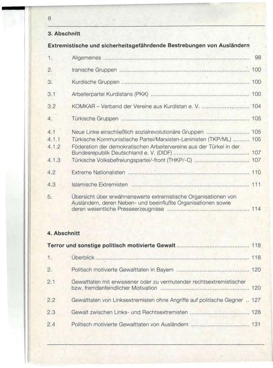 Seite 8 des Verfassungsschutzbericht 1992 Bayern