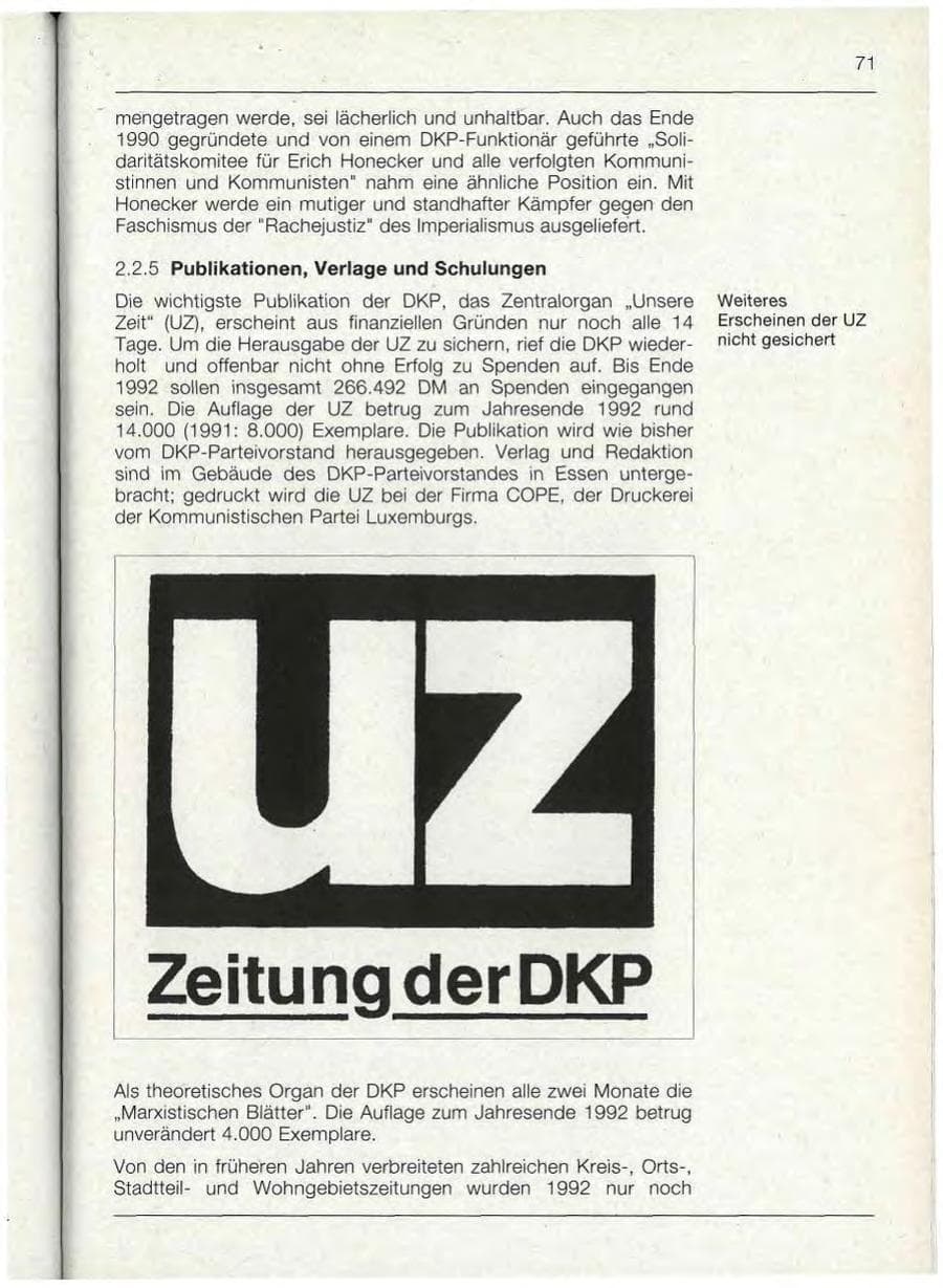 Seite 71 des Verfassungsschutzbericht 1992 Bayern