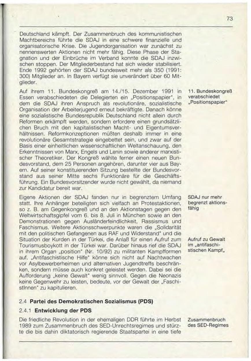 Seite 73 des Verfassungsschutzbericht 1992 Bayern